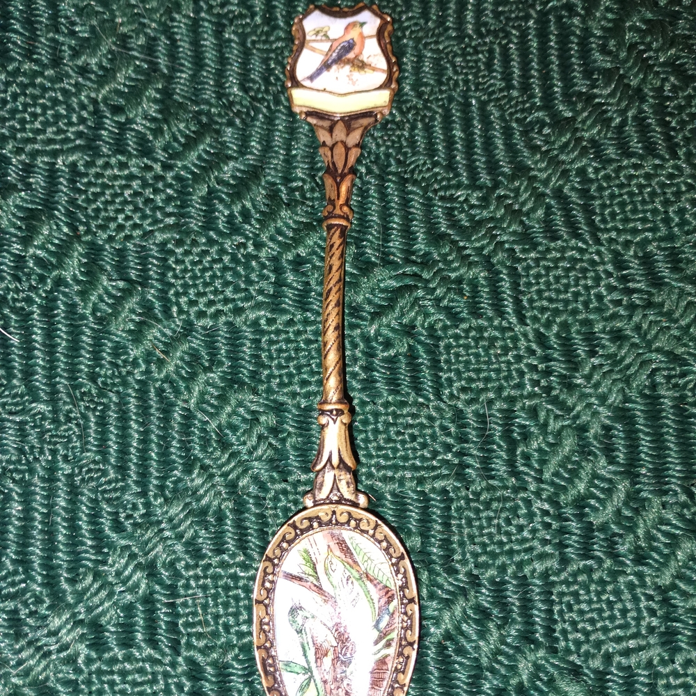 Decorative Enamel Spoon with Bird Design